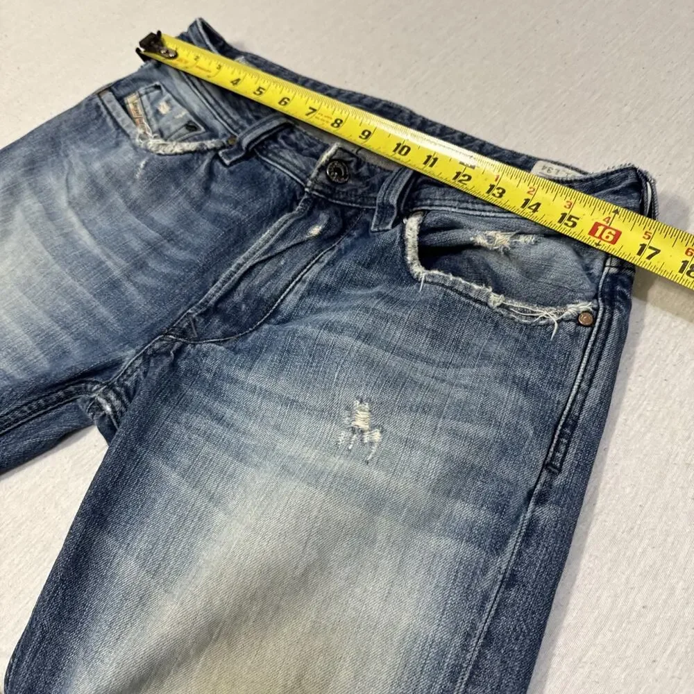 Diesel Larkee Mens 31x34 Regular Straight Blue Jeans Distressed Nice Fade EUC
